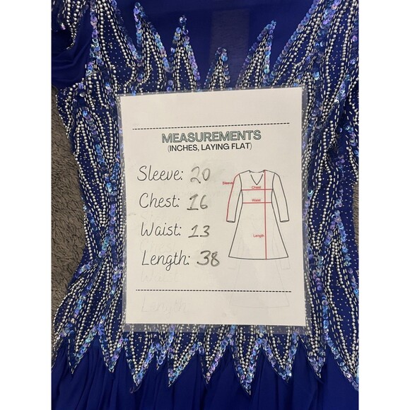 Vintage Jacquline Electric Blue Swing Dress w/Heavy Beaded Bodice 100% Silk SZ 8 - Picture 8 of 14